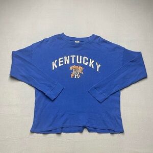 Big Ball Sports Kentucky Wildcats Thermal Shirt XL Blue Waffle Knit Long Sleeve
